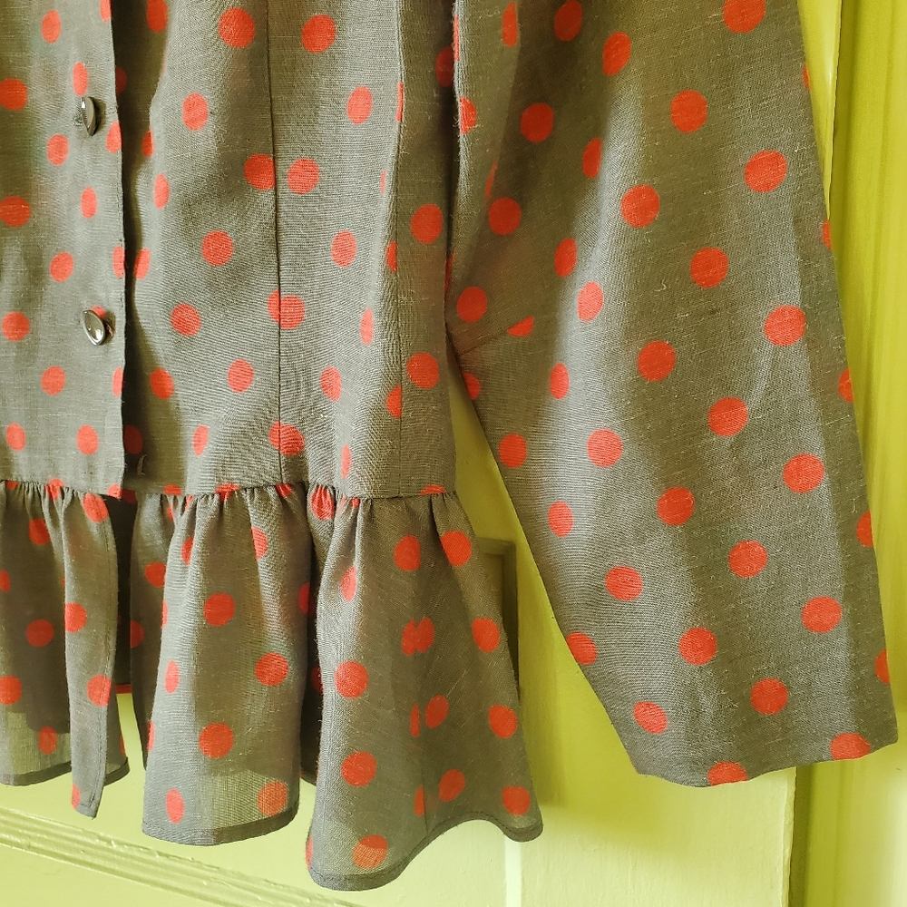 Vintage pinup rockabilly handmade polka dot button up frilly blouse top - Picture 3 of 8